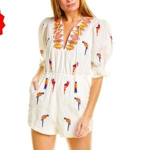 Farm Rio Jumpsuits | Mini Macaw Mixed Print Romper